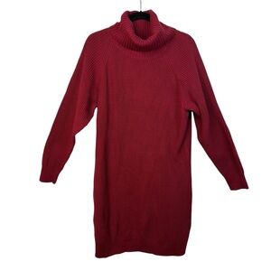 INC Burgundy Turtleneck Sweater Dress Cozy Chic Minimalist Winter Large